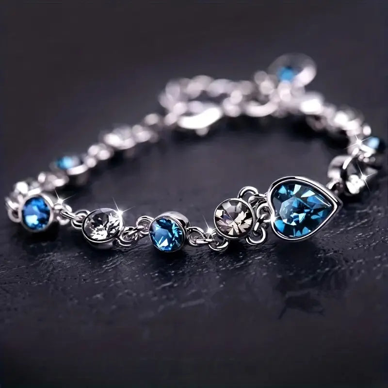 Ocean Heart Glow Armbånd | Hvid Guld