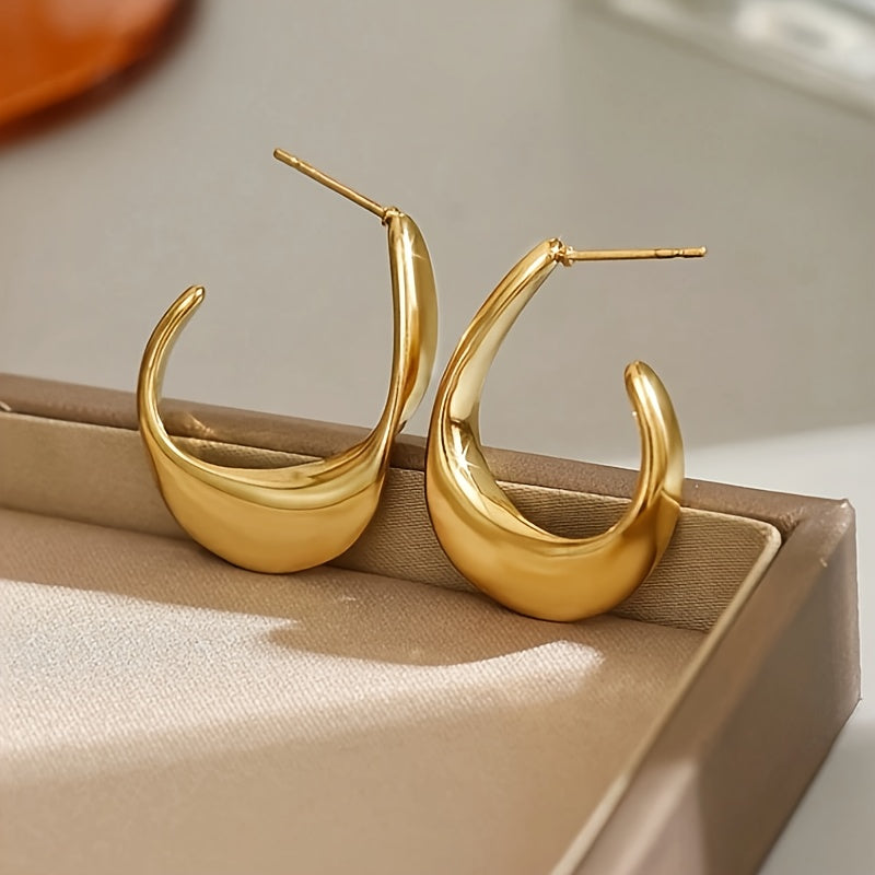 Sculpted Crescent Hoop Øreringe | Guld