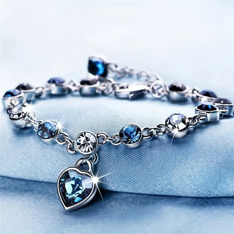 Ocean Heart Glow Armbånd | Hvidguld