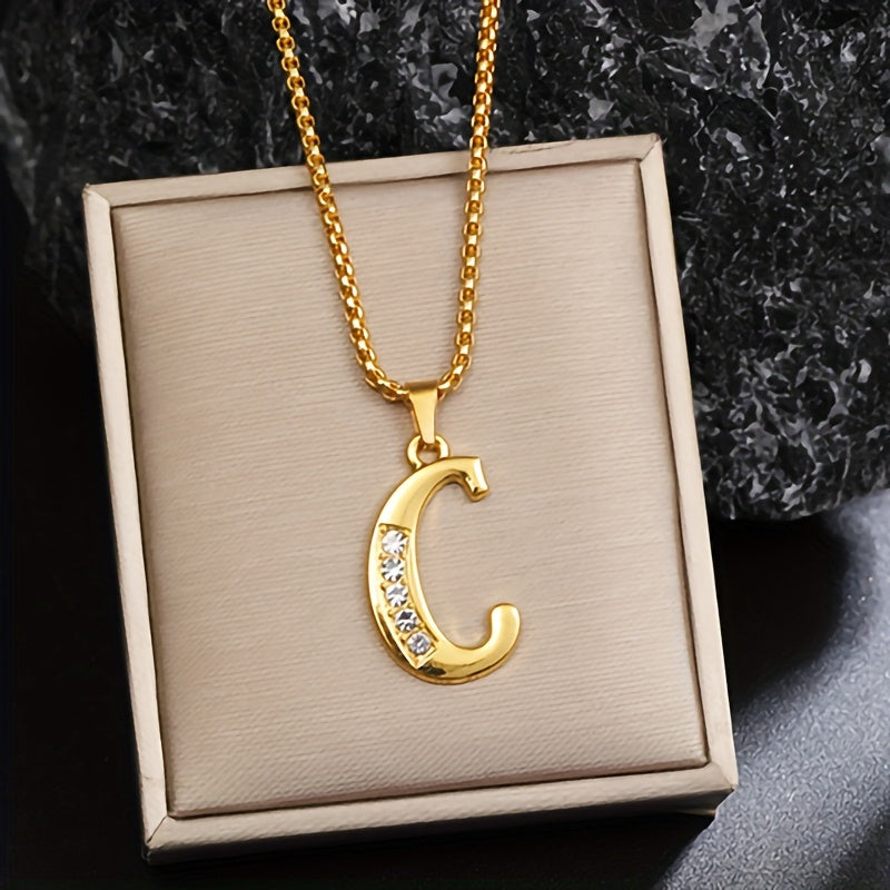 Krystal Accent Initial Halskæde | Guld