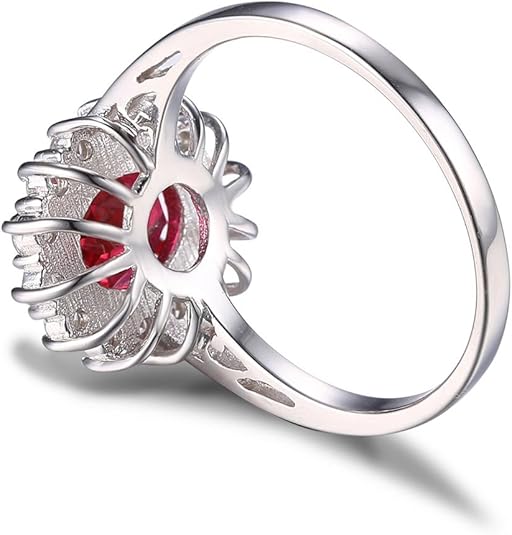 Klassisk Ruby Halo Ring | Hvidguld