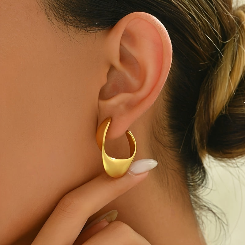 Sculpted Crescent Hoop Øreringe | Guld