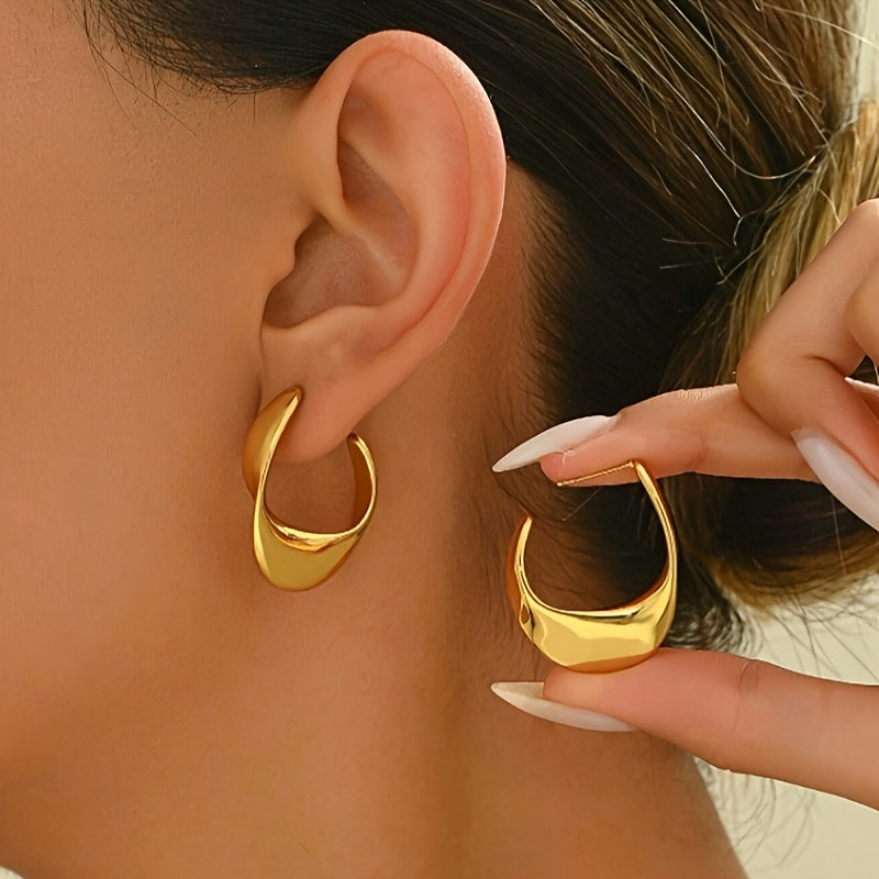 Sculpted Crescent Hoop Øreringe | Guld