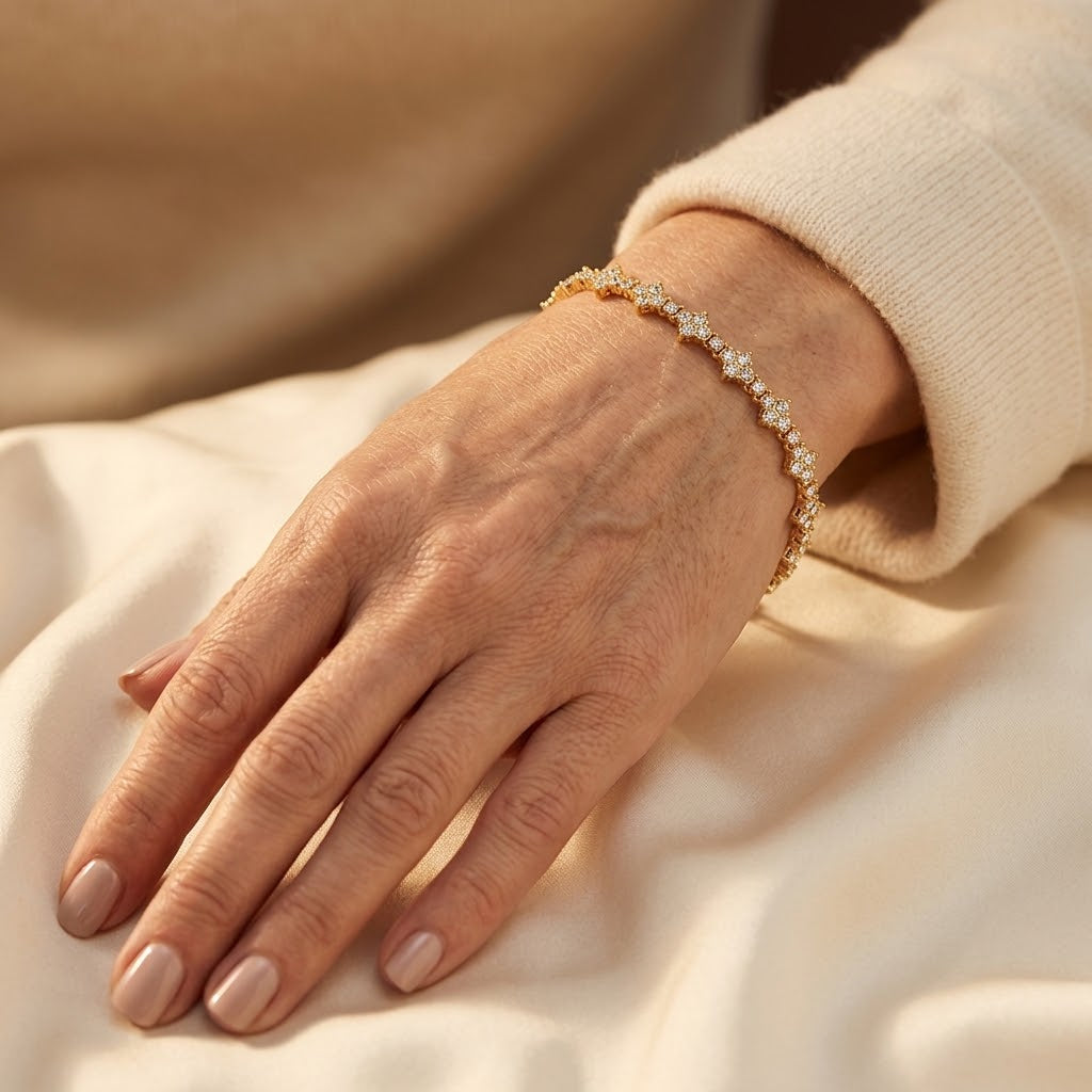 Klassisk Cluster Tennisarmbånd | Hvidguld