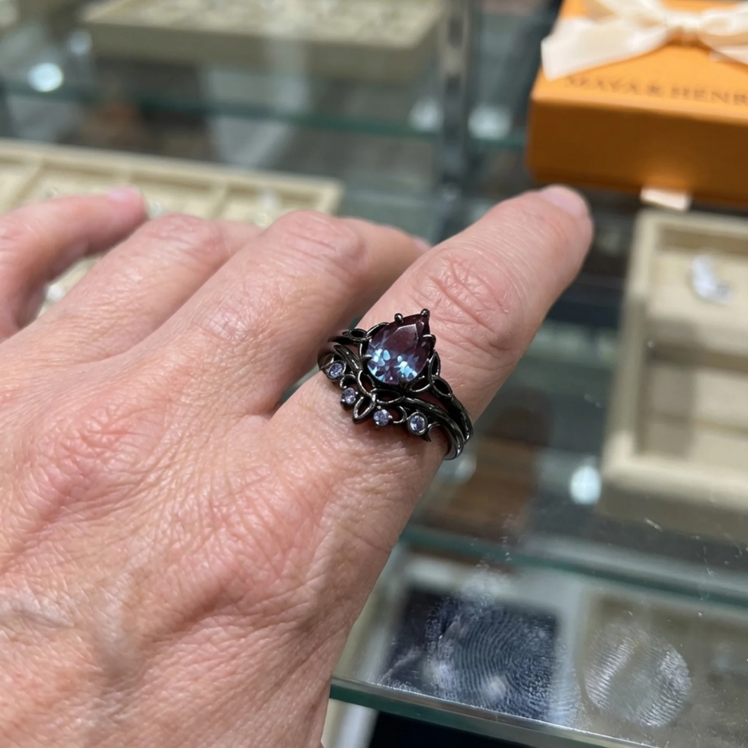 Amethyst Lag Ring | Hvidguld
