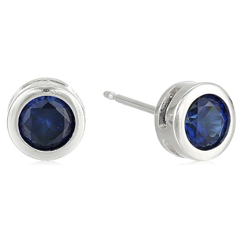 Sapphire Bezel Stud Earrings | Hvidguld