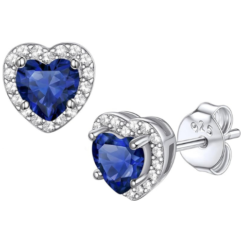 Sapphire Heart Stud Øreringe | Hvidguld