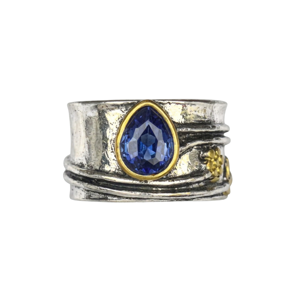 Bohemian Stenmeditationsring | Hvidguld