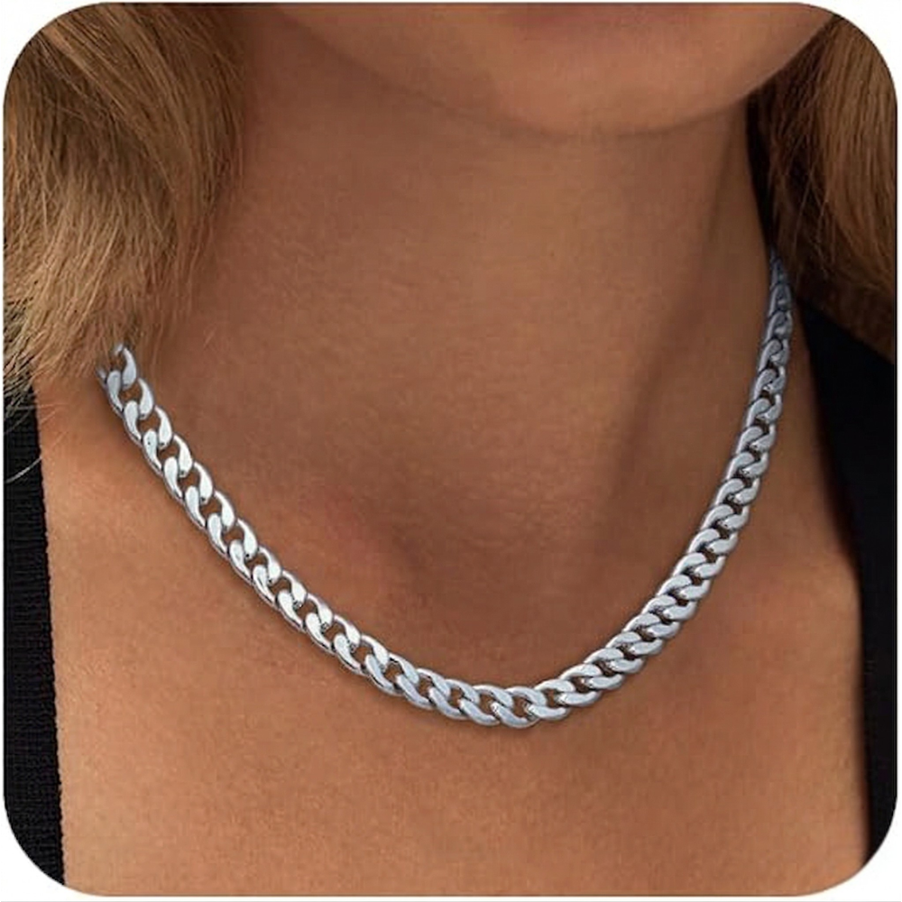 Chunky Cuban Link Halskæde | Hvidguld