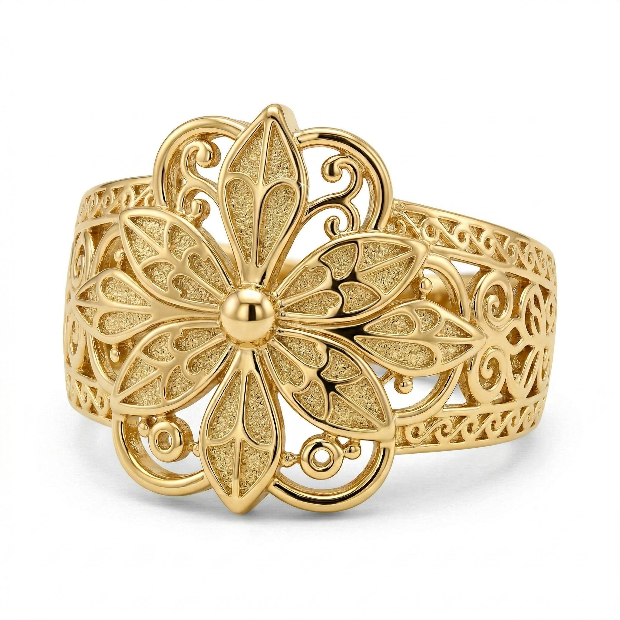 Vintage Inspireret Blomster Ring | Guld