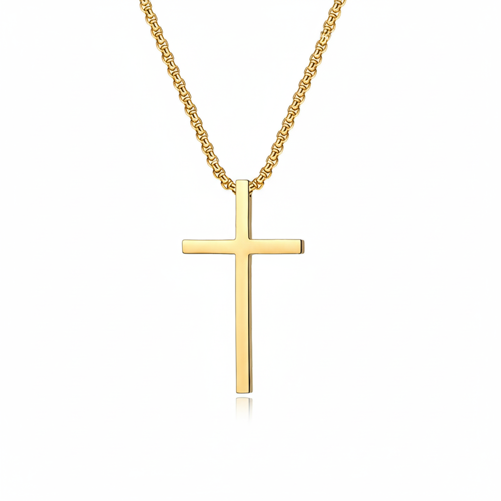Bezel Cross Necklace | Guld