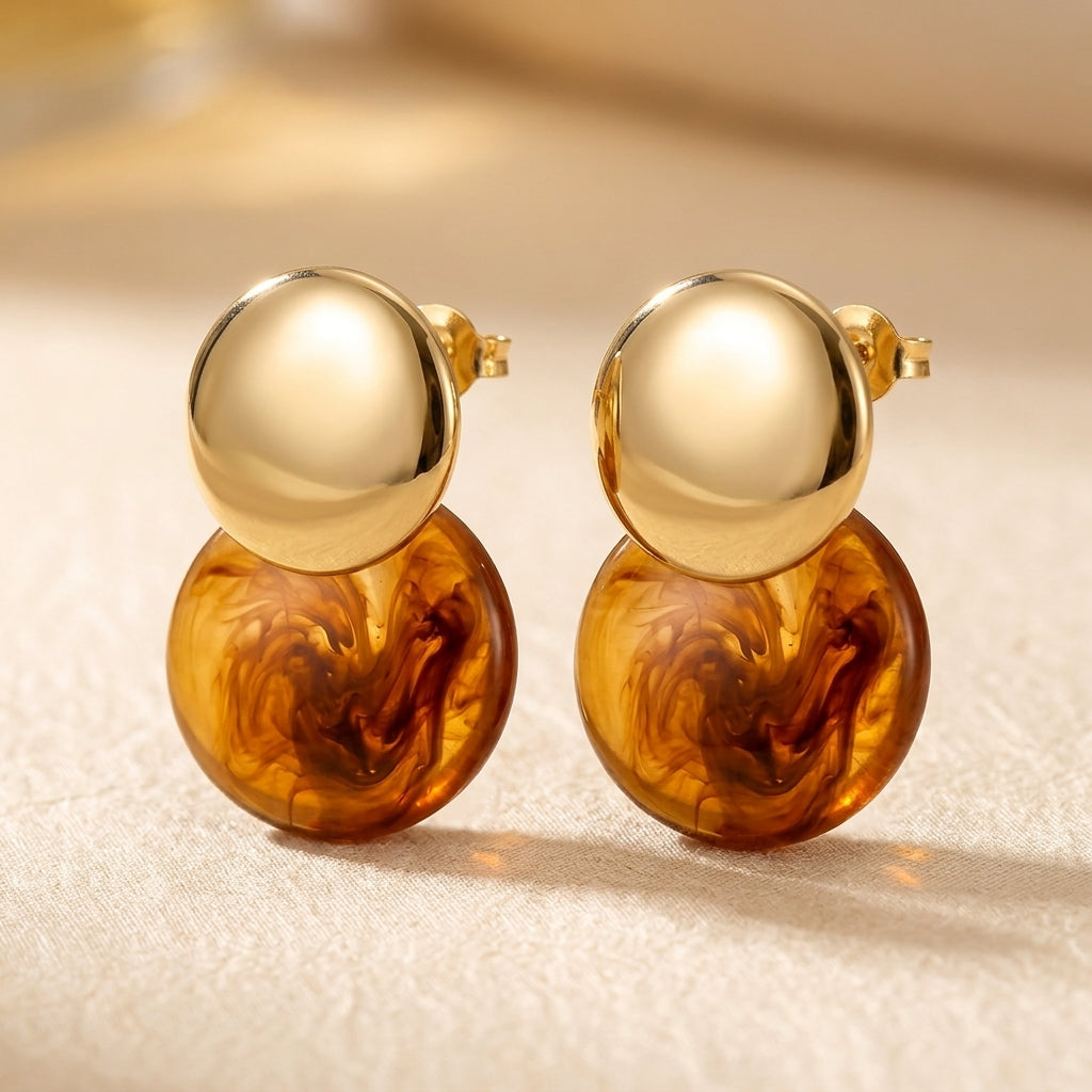 Aurélie Amber Drop Øreringe | Guld