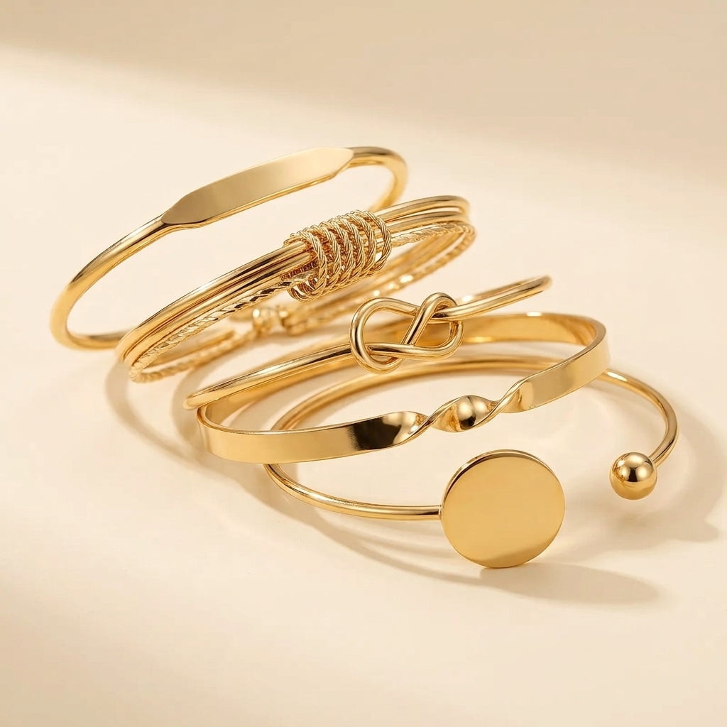 Knotted Elegance Armbåndsæt | Guld