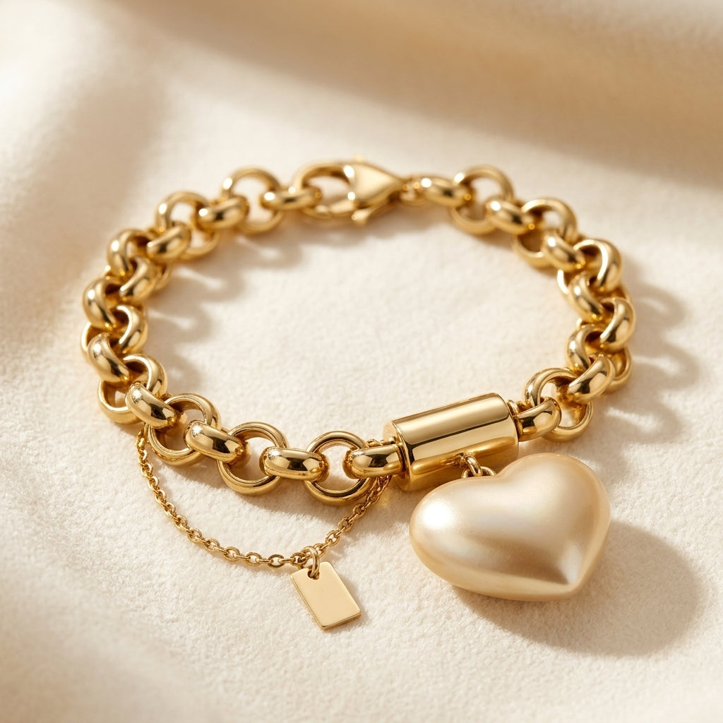 Opmuntrende Chunky Armbånd | Hvid Guld