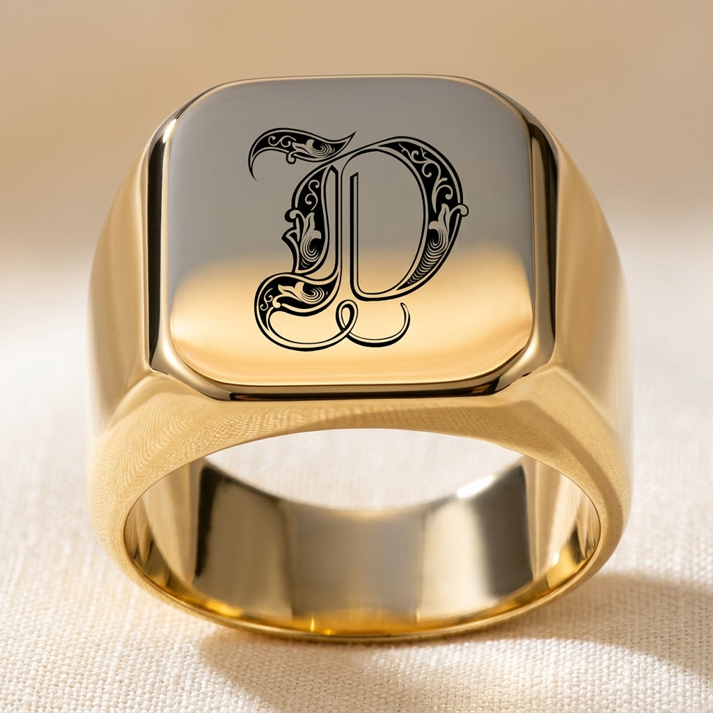 Klassisk Noble Initial Ring | Guld