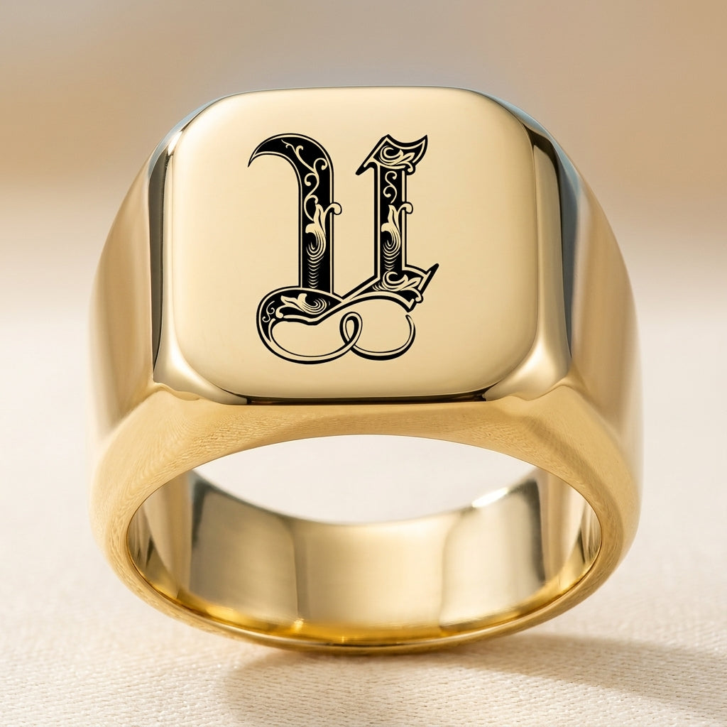 Klassisk Noble Initial Ring | Guld