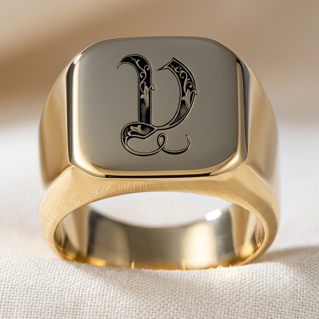 Klassisk Noble Initial Ring | Guld