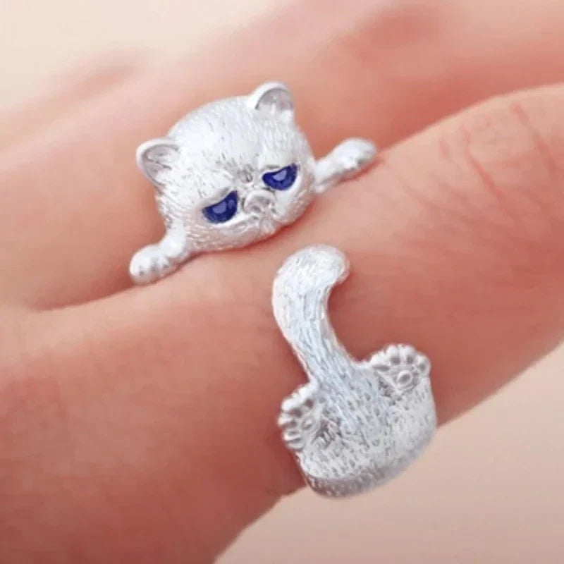 Justerbar Katte Ring | Hvidguld