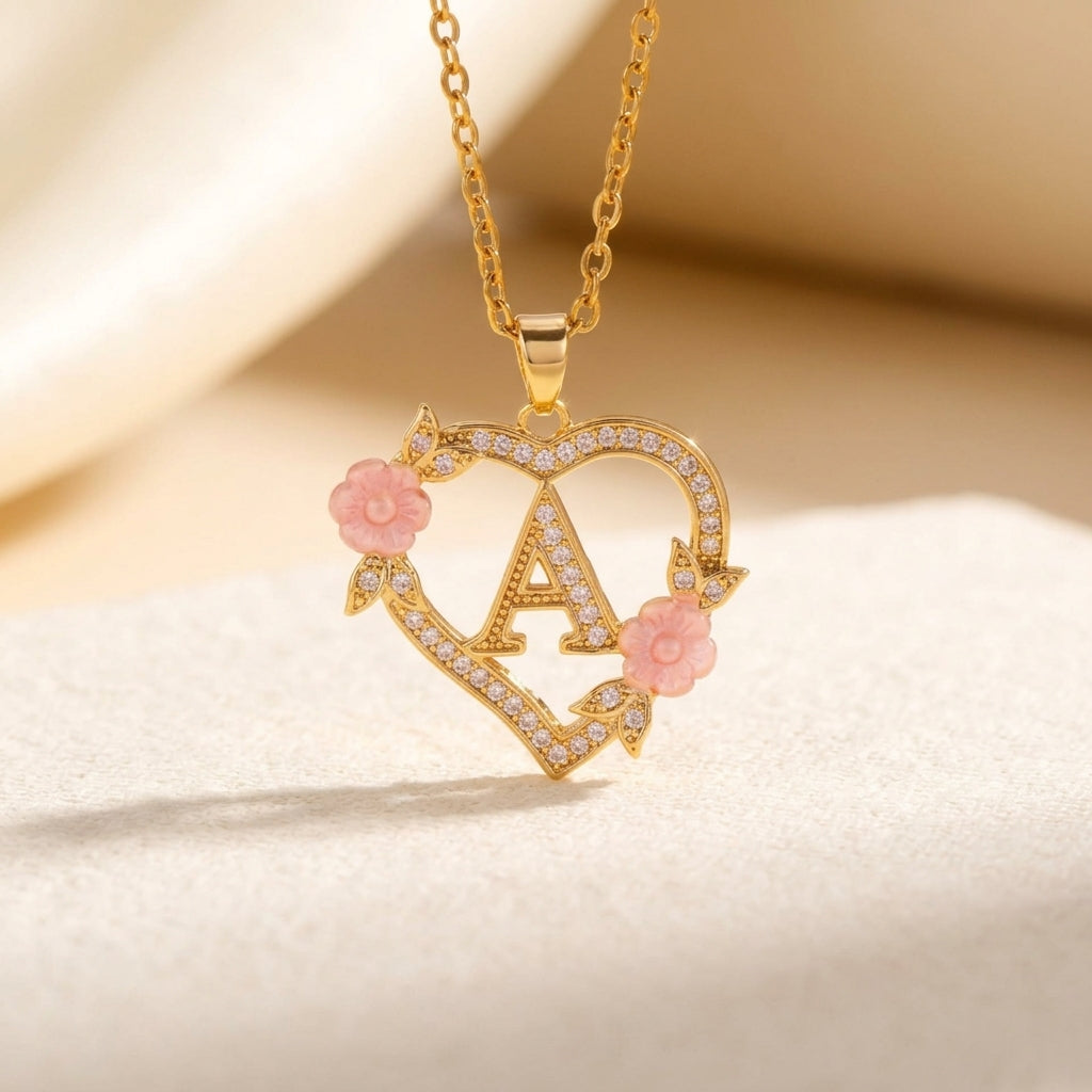 Blomster Charm Initial Halskæde | Guld
