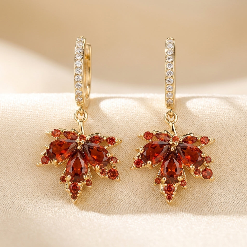 Zircon Bladglans Øreringe | Guld