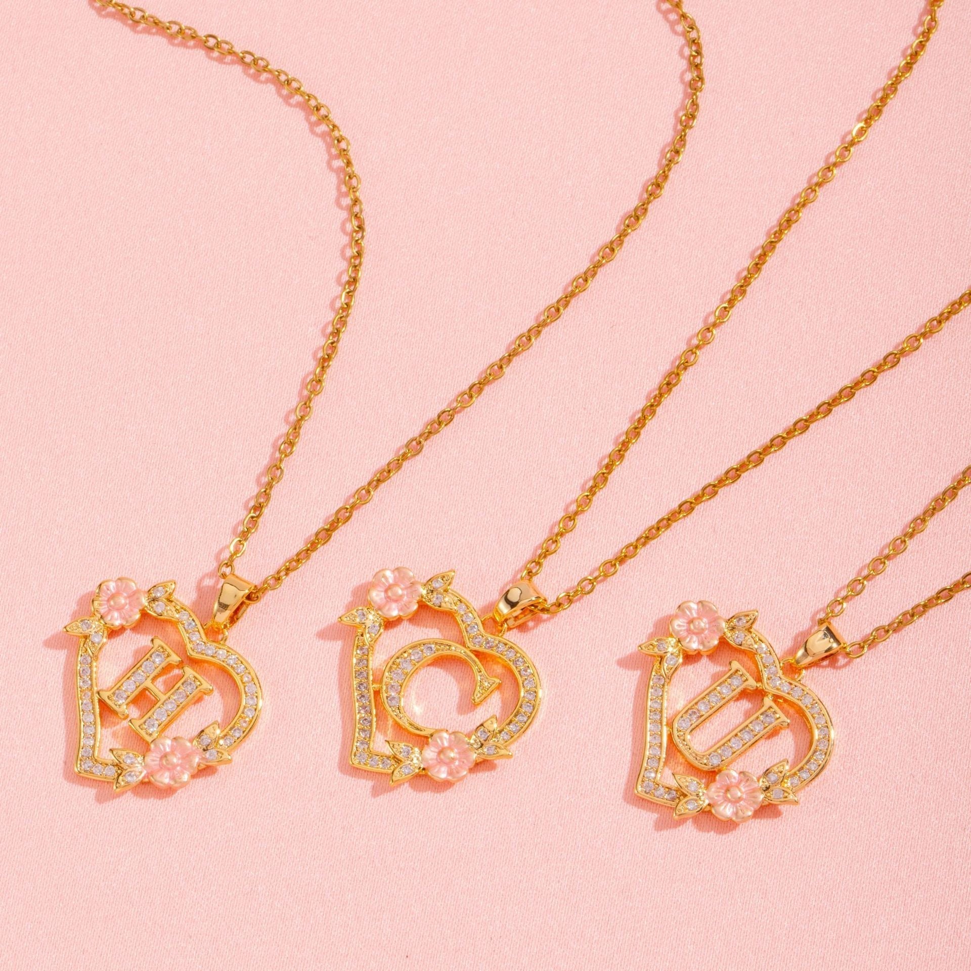 Blomster Charme Initial Halskæde | Guld