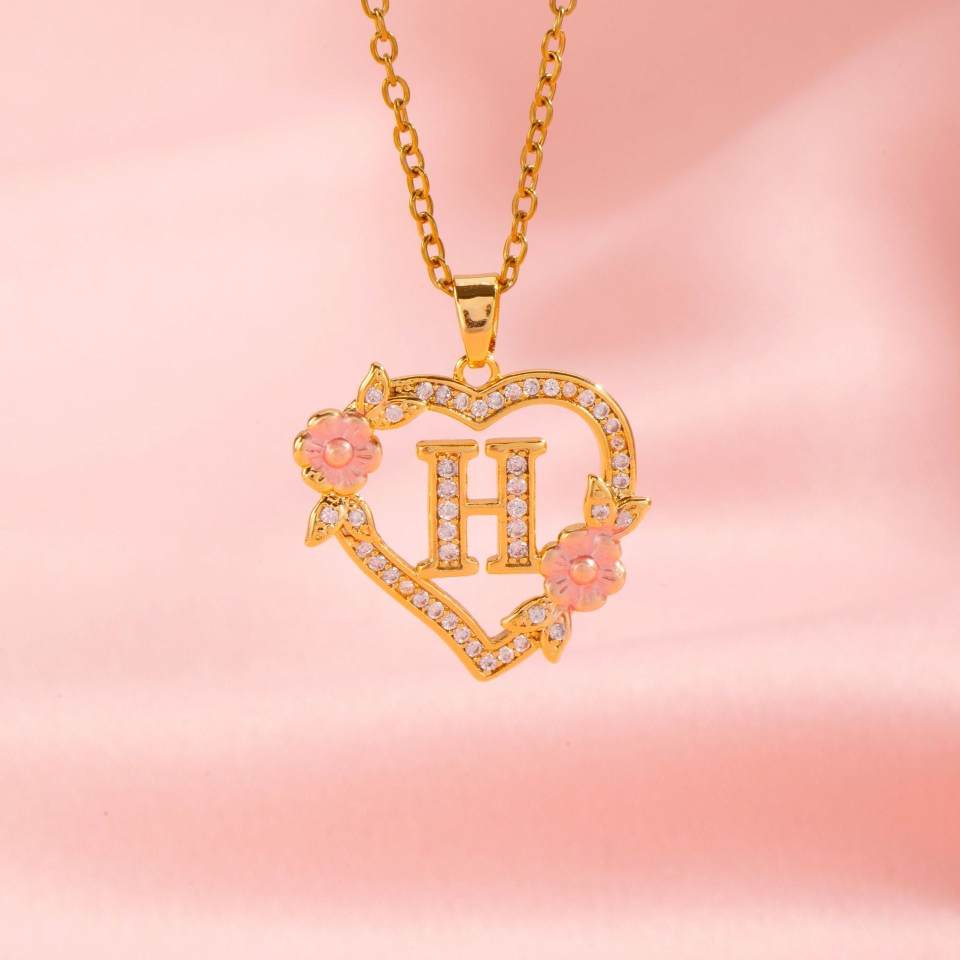 Blomster Charm Initial Halskæde | Guld