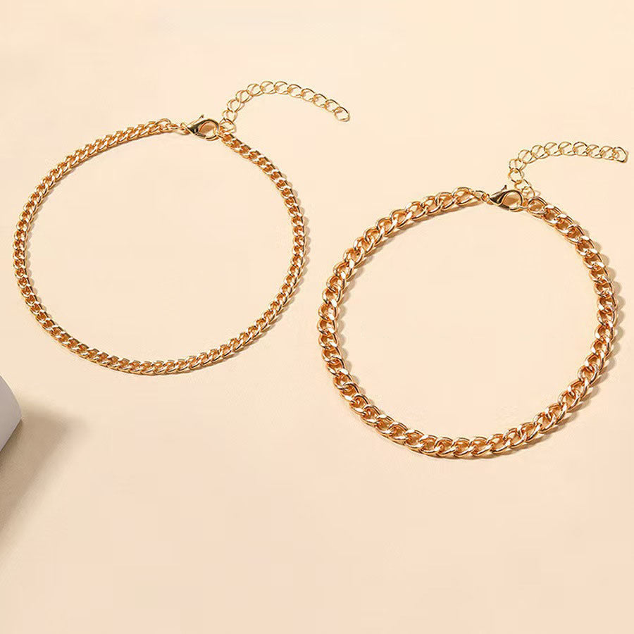 Lagdelte Cubanske Link Anklet | Guld