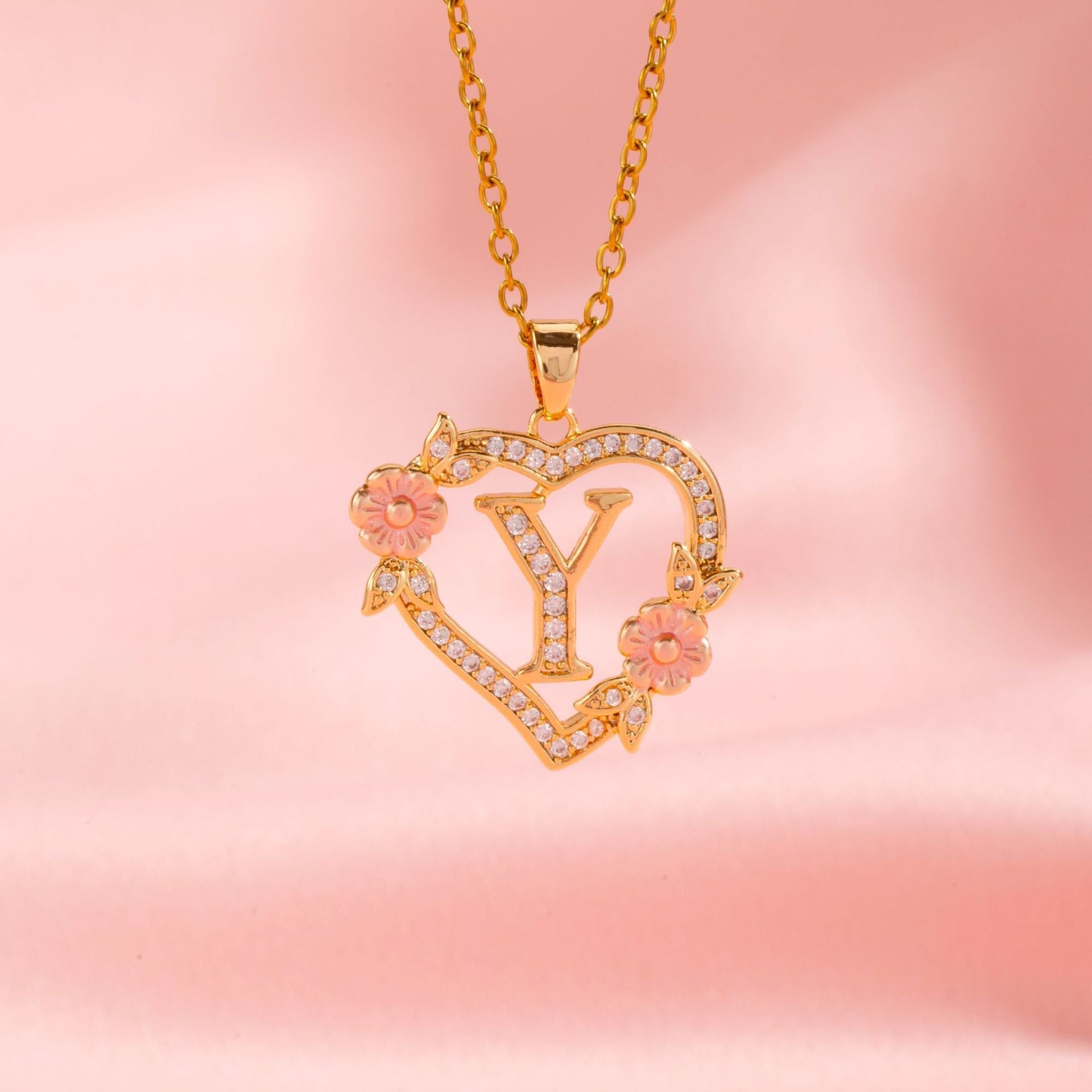 Blomster Charm Initial Halskæde | Guld