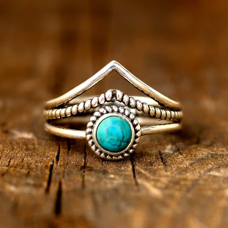 Velora Turkis Perle Ring | Guld