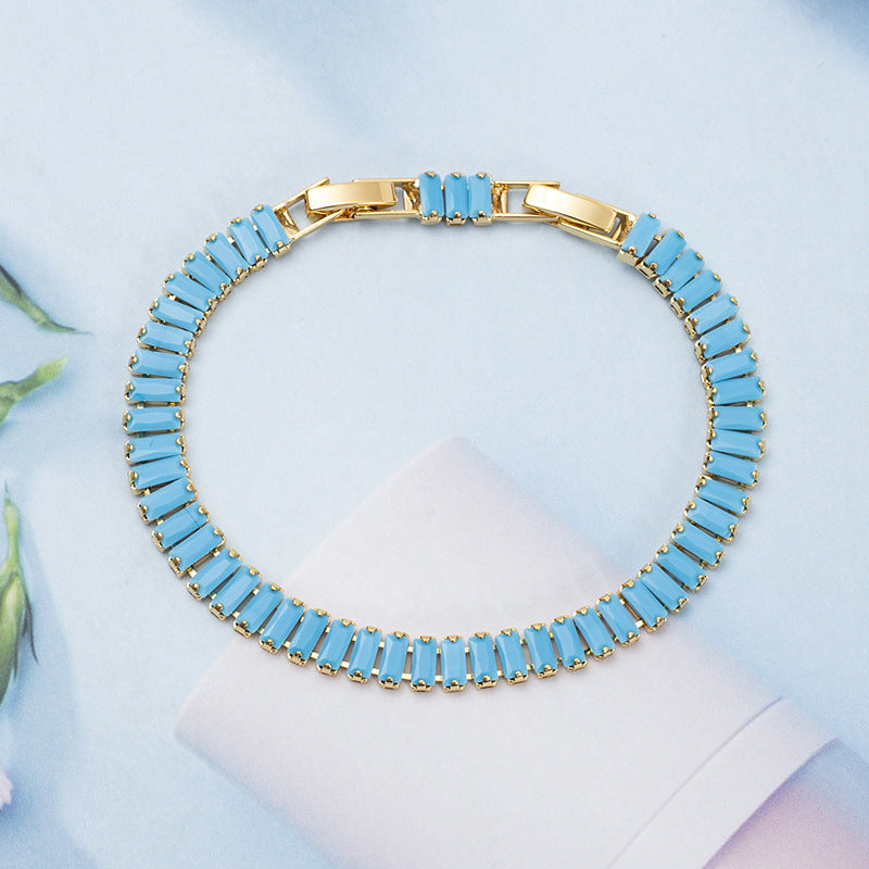 Turquoise Vertéa Tennisarmbånd | Guld