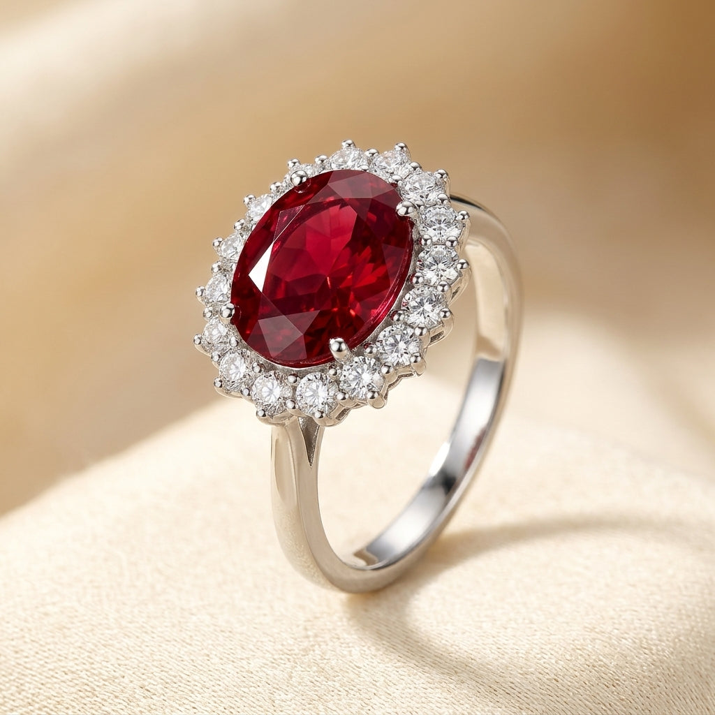 Scarlet Crown Ruby Ring | Hvidguld