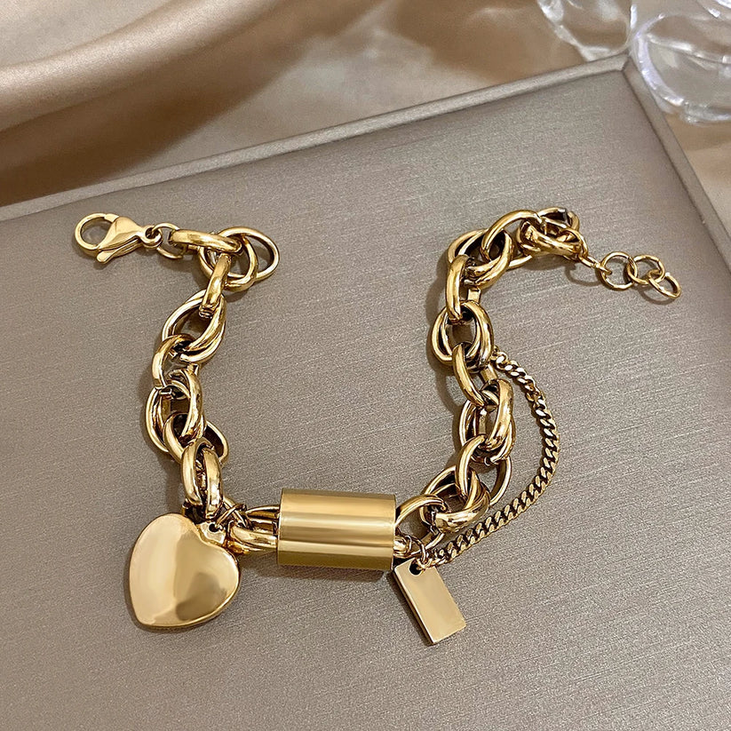 Hjertevarm Chunky Armbånd | Guld