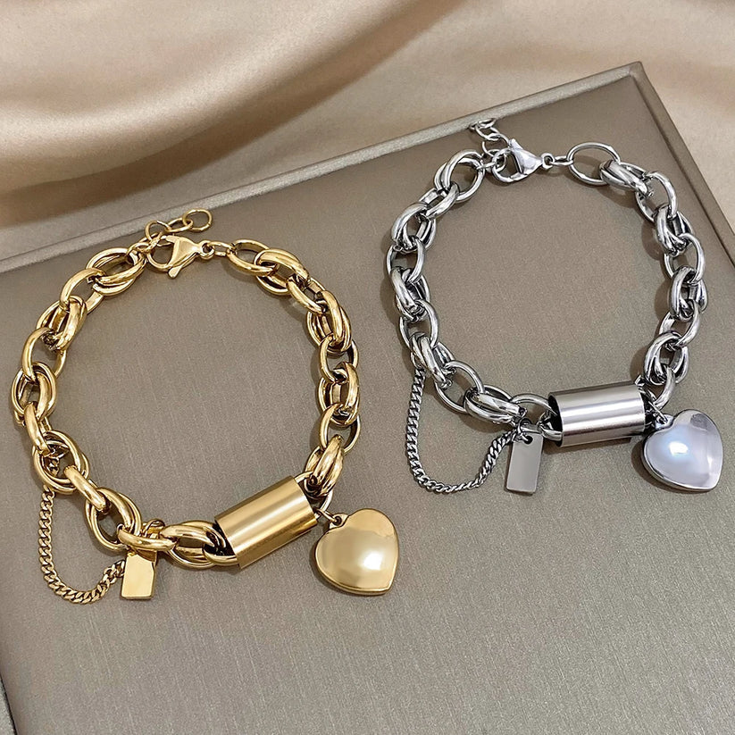 Opmuntrende Chunky Armbånd | Hvid Guld