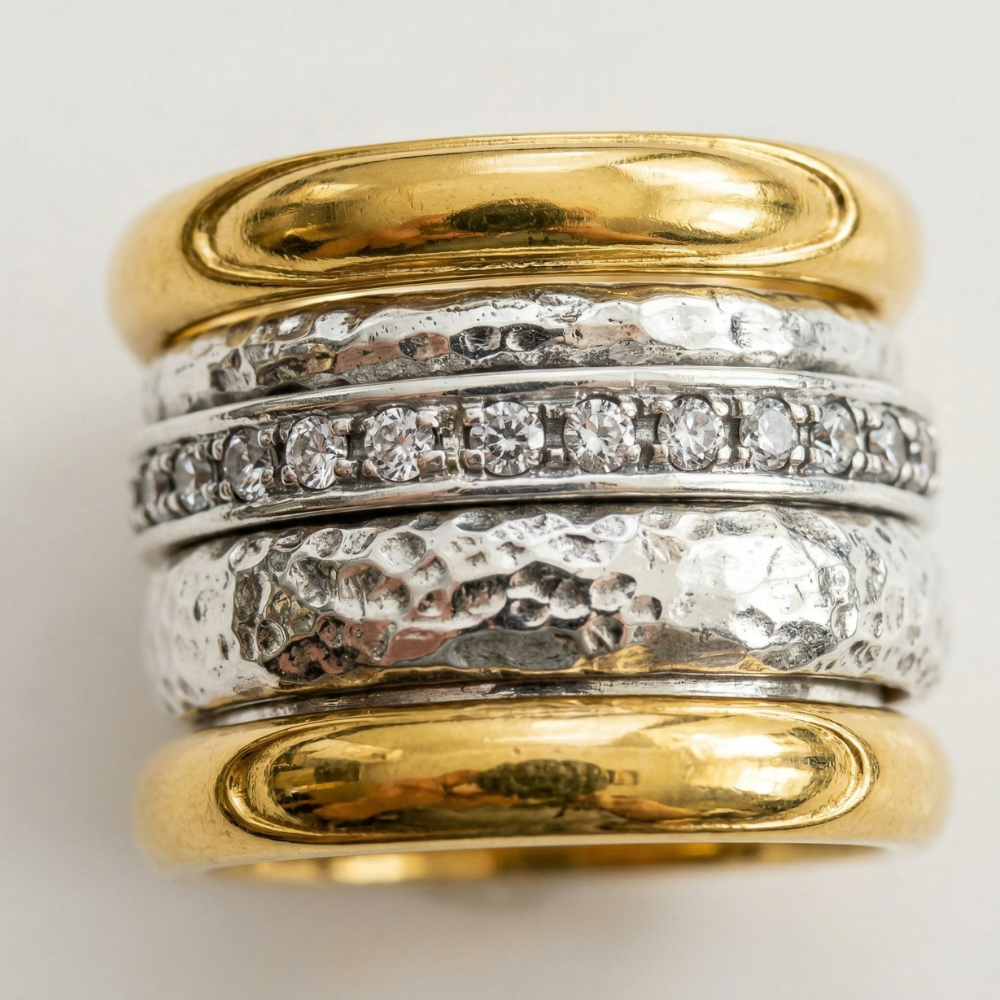 Tidsløs Lagdelt Tyk Gul Ring | Guld