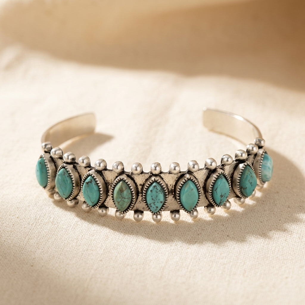 Azmira Turkis Cuff Armbånd | Hvidguld