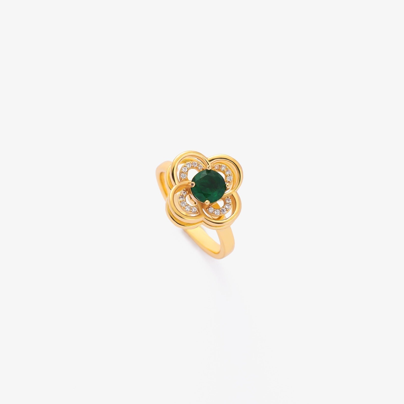 Clover Halo Emerald Spinning Ring | Guld