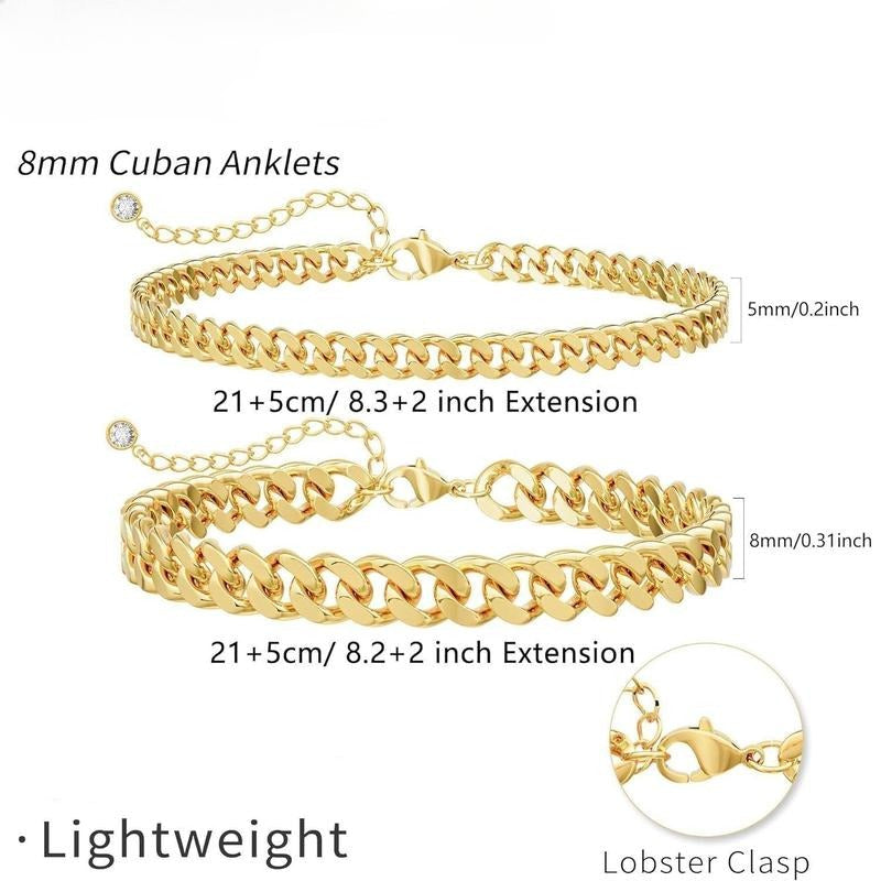 Lagdelte Cubanske Link Anklet | Guld