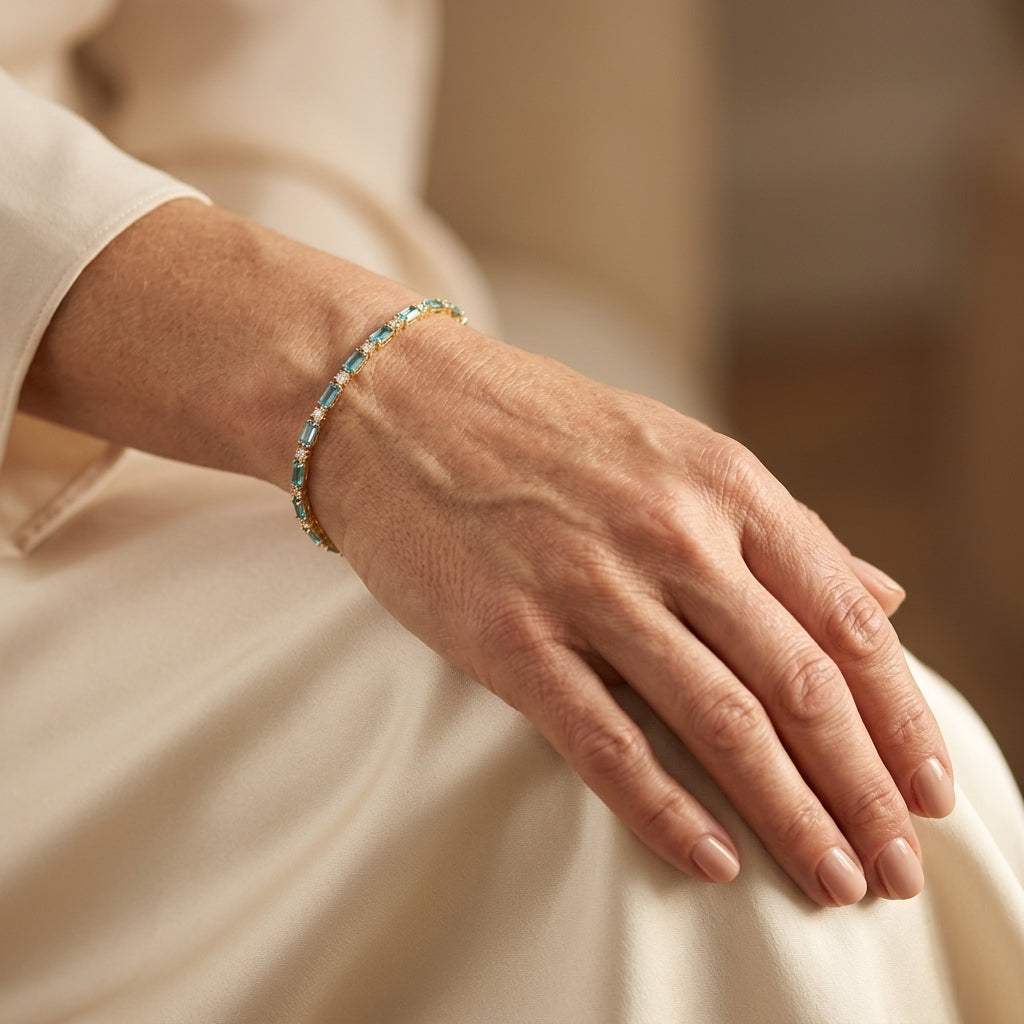 Naturlig Turkis Sten Armbånd | Guld