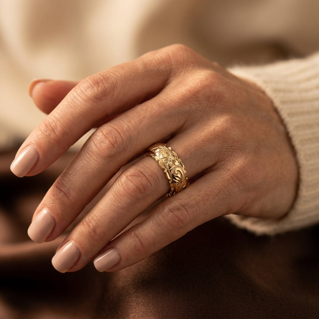Antik Guld Blomster Ring | Guld