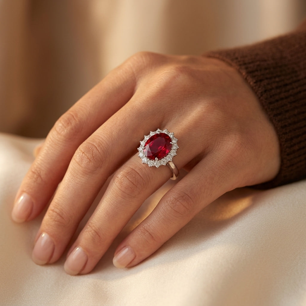 Scarlet Crown Ruby Ring | Hvidguld