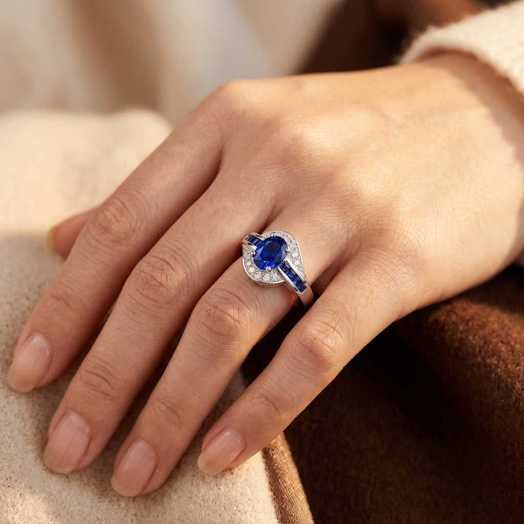 Sapphire Flow Ring | Hvidguld