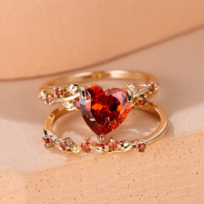 Redvine Heart Accent Ring Set | Guld