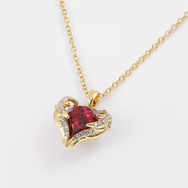 Engel Kram Ruby Hjerte Halskæde | Guld