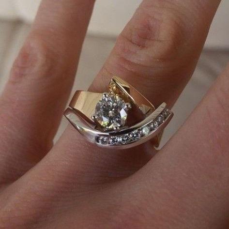Antik Uregelmæssig Guld & Sølv Zirconia Ring | Blandet Guld