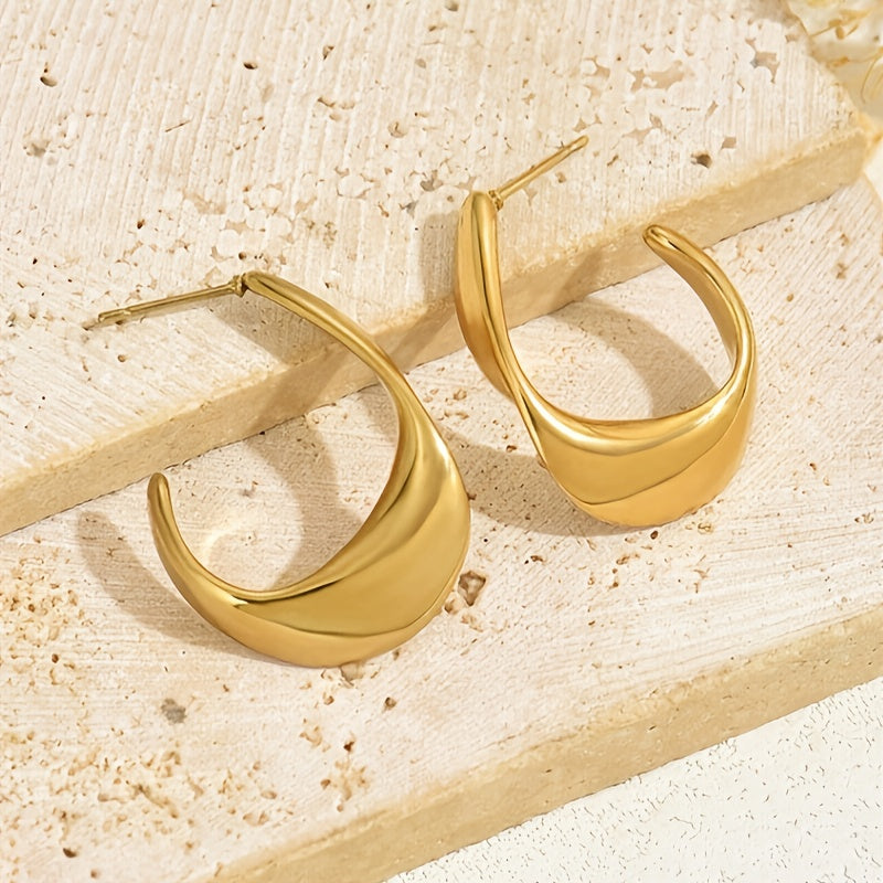 Sculpted Crescent Hoop Øreringe | Guld