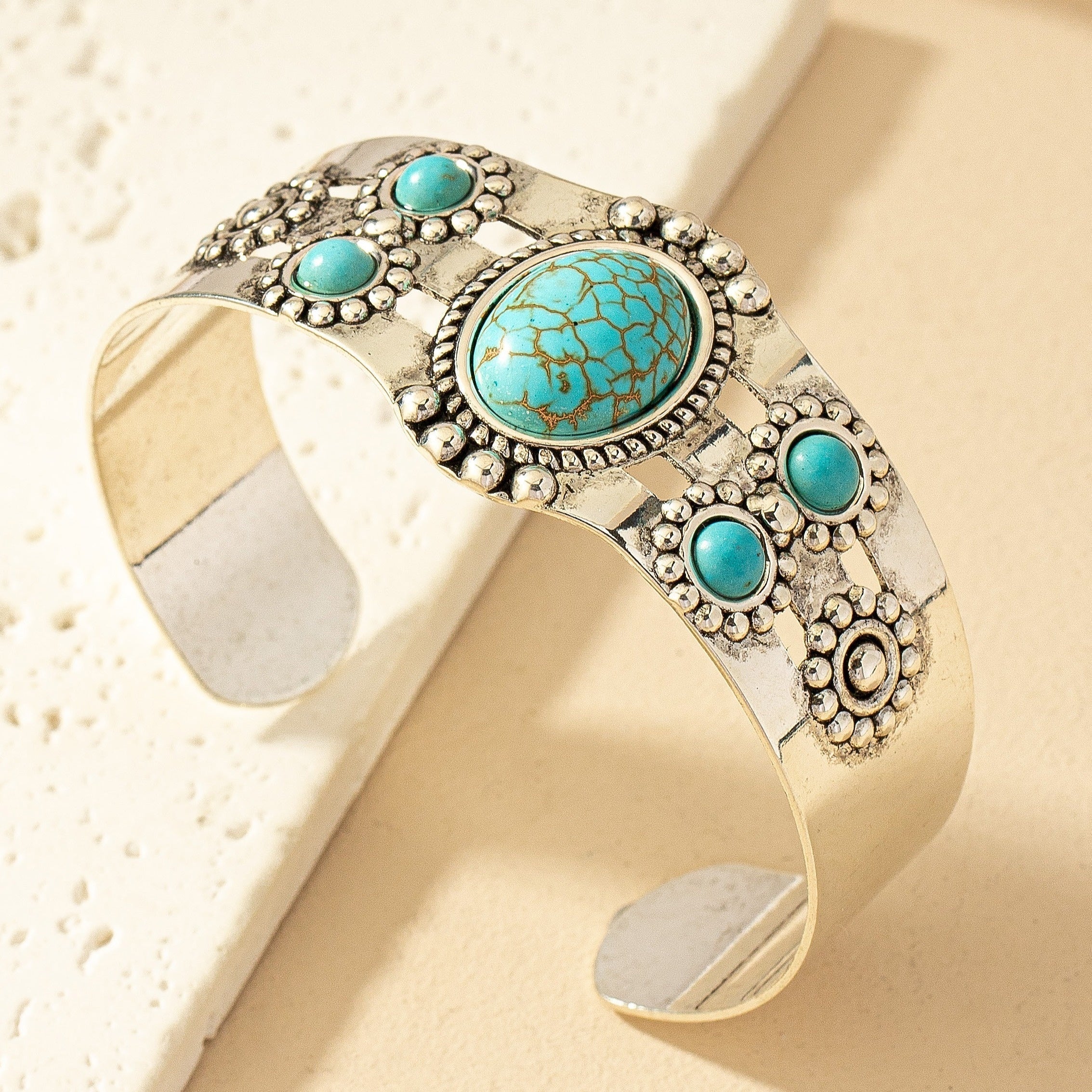Seren Turquoise Cuff Bracelet | Hvidguld