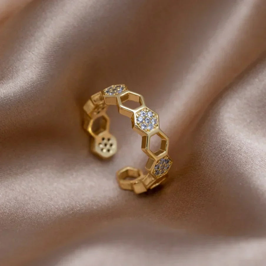 Krystal Honningkage Ring | Guld