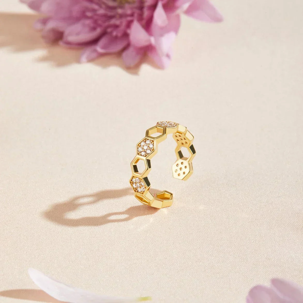 Krystal Honningkage Ring | Guld