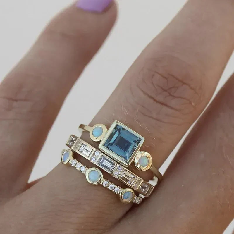 Tidless Azure Ring Sæt | Guld