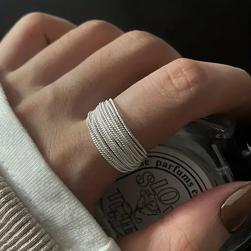 Moonveil Layers Ring | Hvidguld